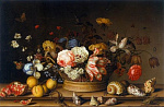  Натюрморт с корзиной, цветами и фруктами Бальтазар ван дер Аст